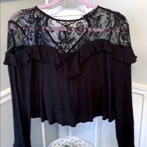 Black flowy top with lace ties in back